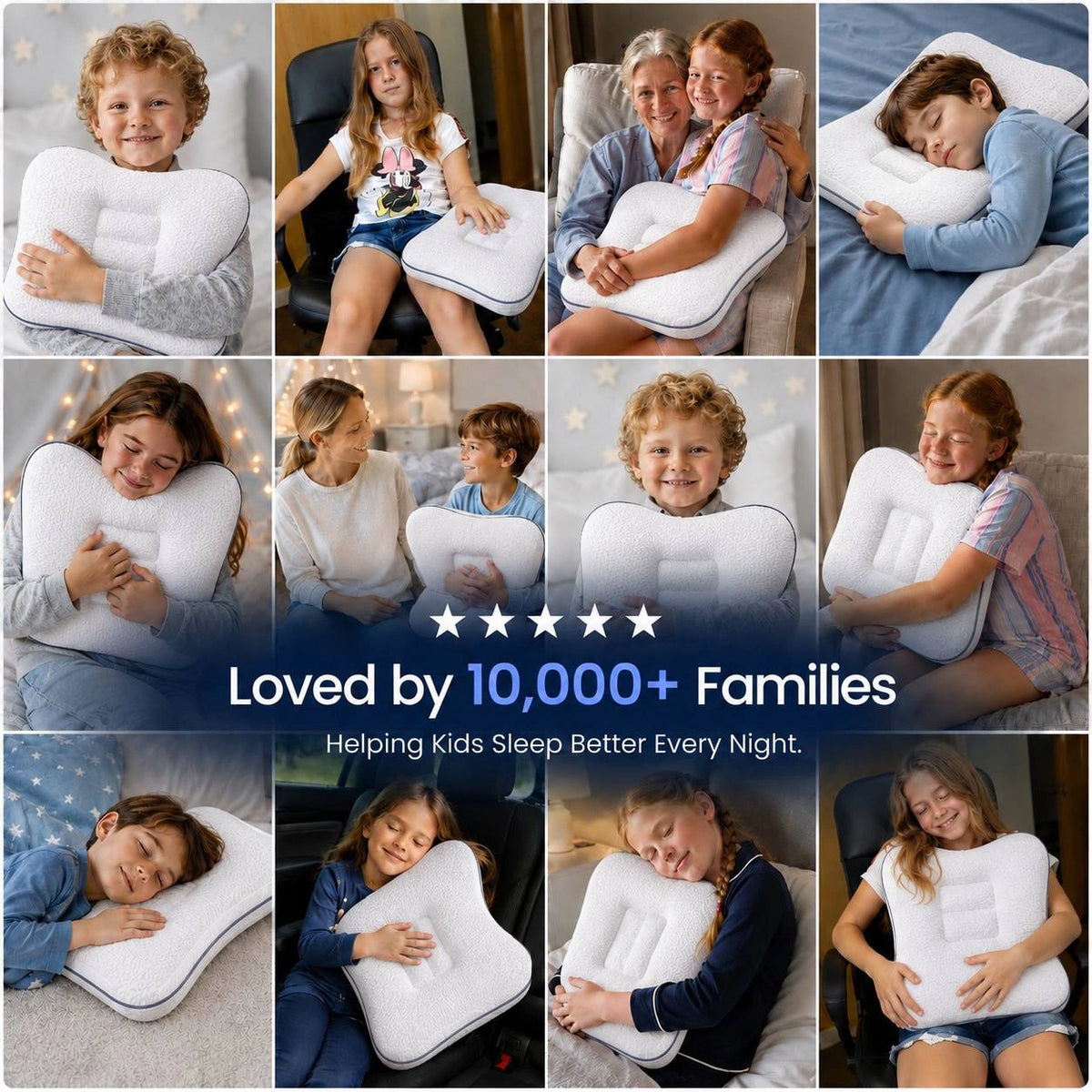 Kids sleeping better on the Selorna posture pillow
