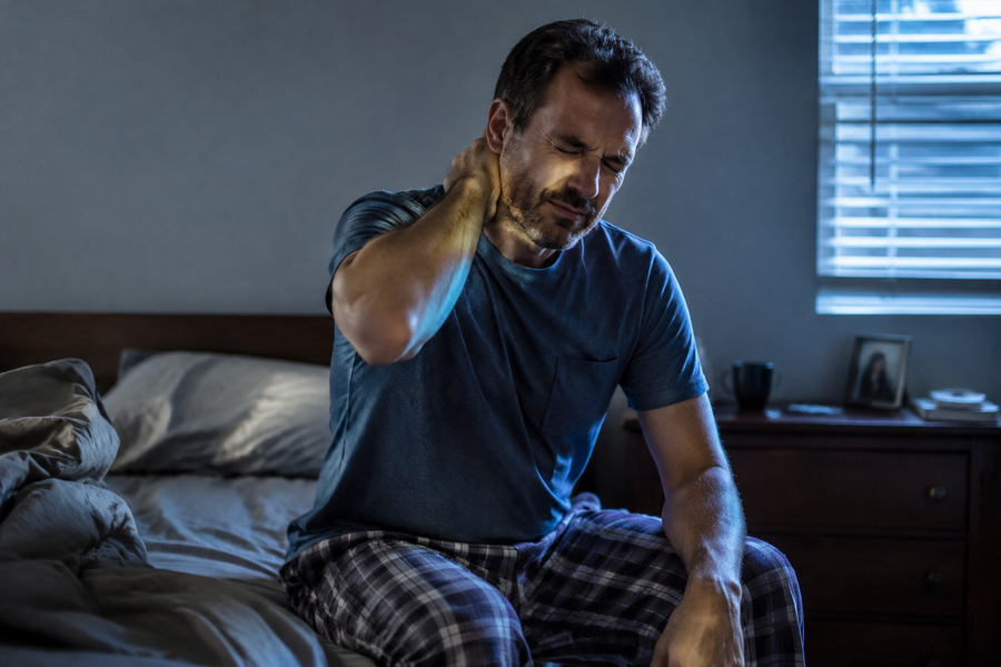 Spine-aligned sleeping posture on the ergonomic pillow