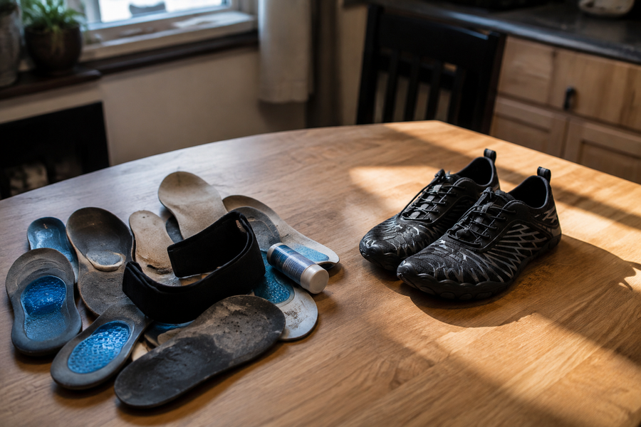 Walking comfortably outdoors in Selorna barefoot shoes