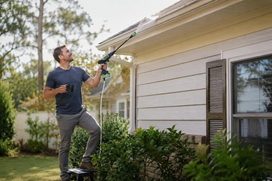Featherweight one-handed cordless washer