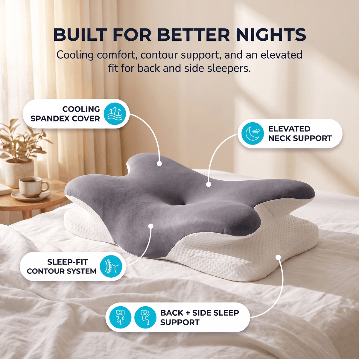 Cooling Ergonomic Memory Foam Neck Pillow