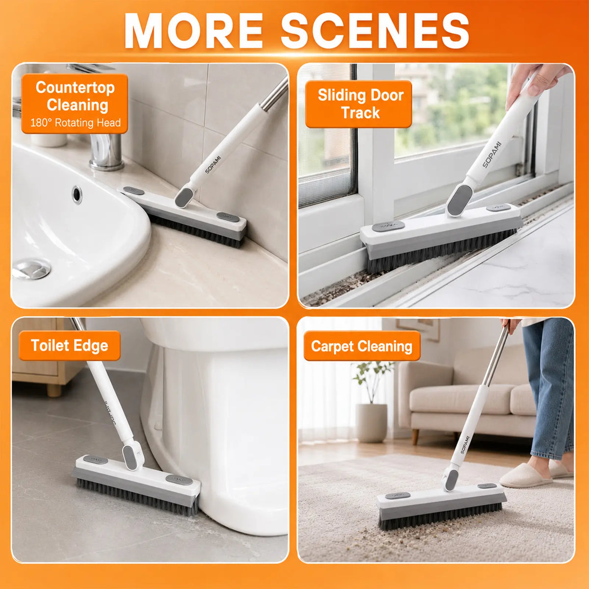 SOPAMI 360° Rotating Gap Cleaning Tool - Extendable Adjustable No-Touch Cleaner for Windows, Sliding Doors, Narrow Spaces, Home Deep Cleaning