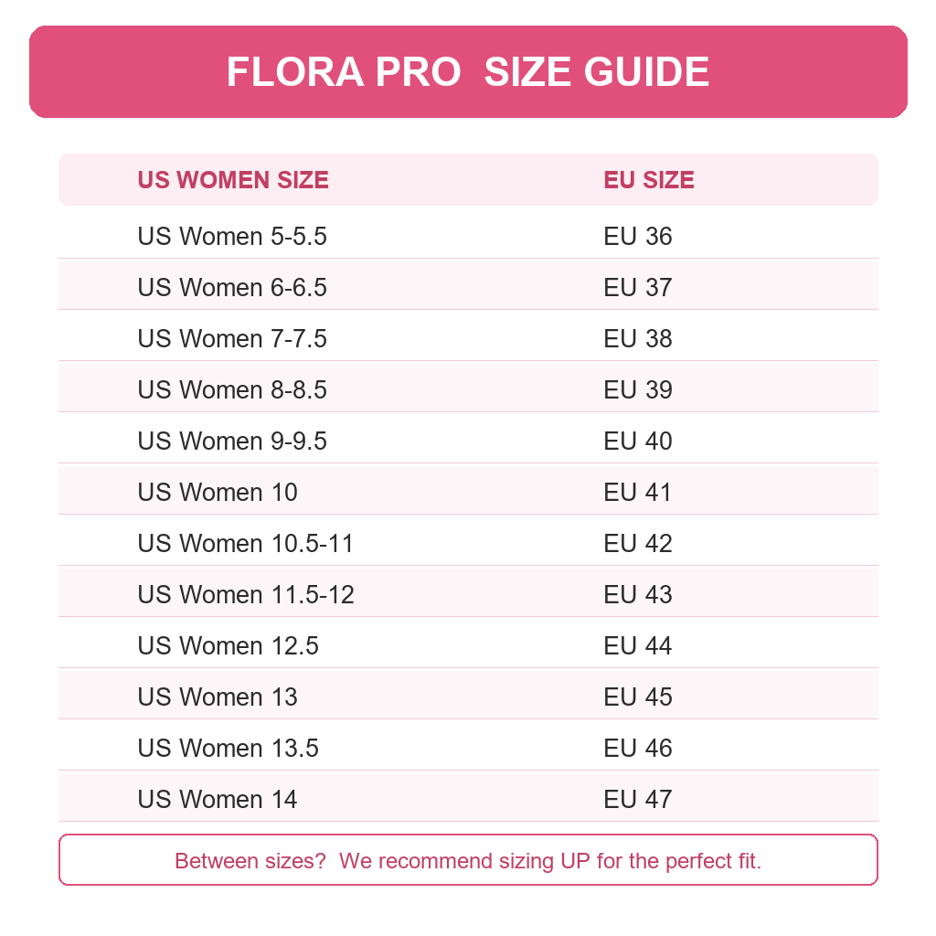 Flora Pro size guide
