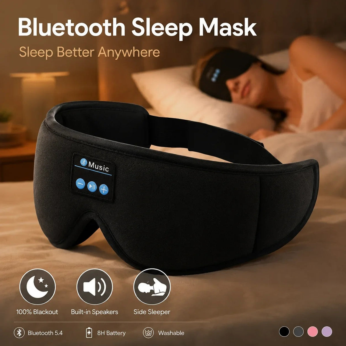 Masque de sommeil Bluetooth avec écouteurs intégrés