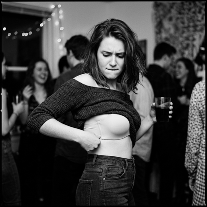 The old way: a strapless bra that slides down and has to be hitched up