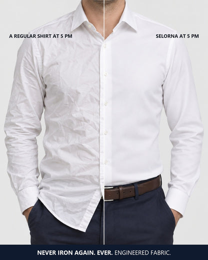 A regular shirt at 5 pm next to the Selorna shirt at 5 pm