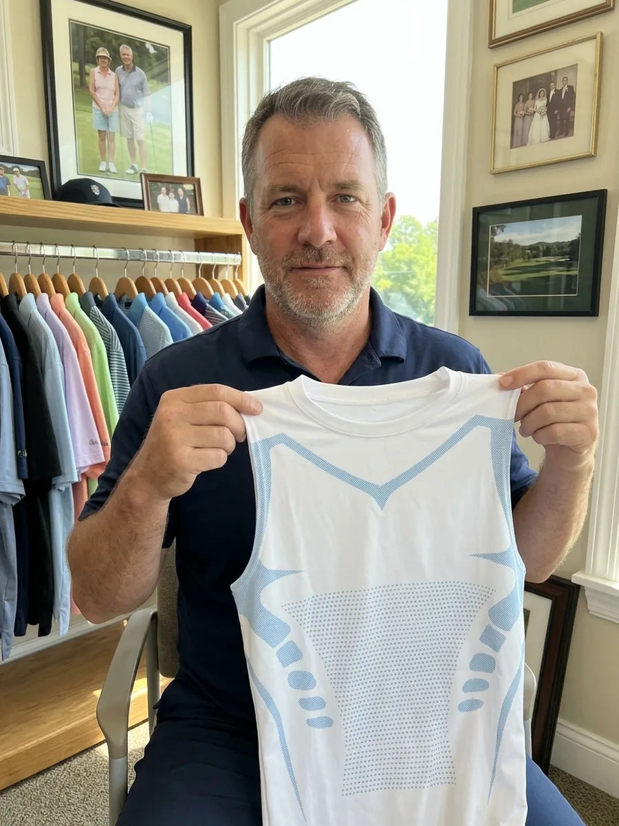 Mike Dawson, Selorna fit lead, holding up the white CoreLock tank
